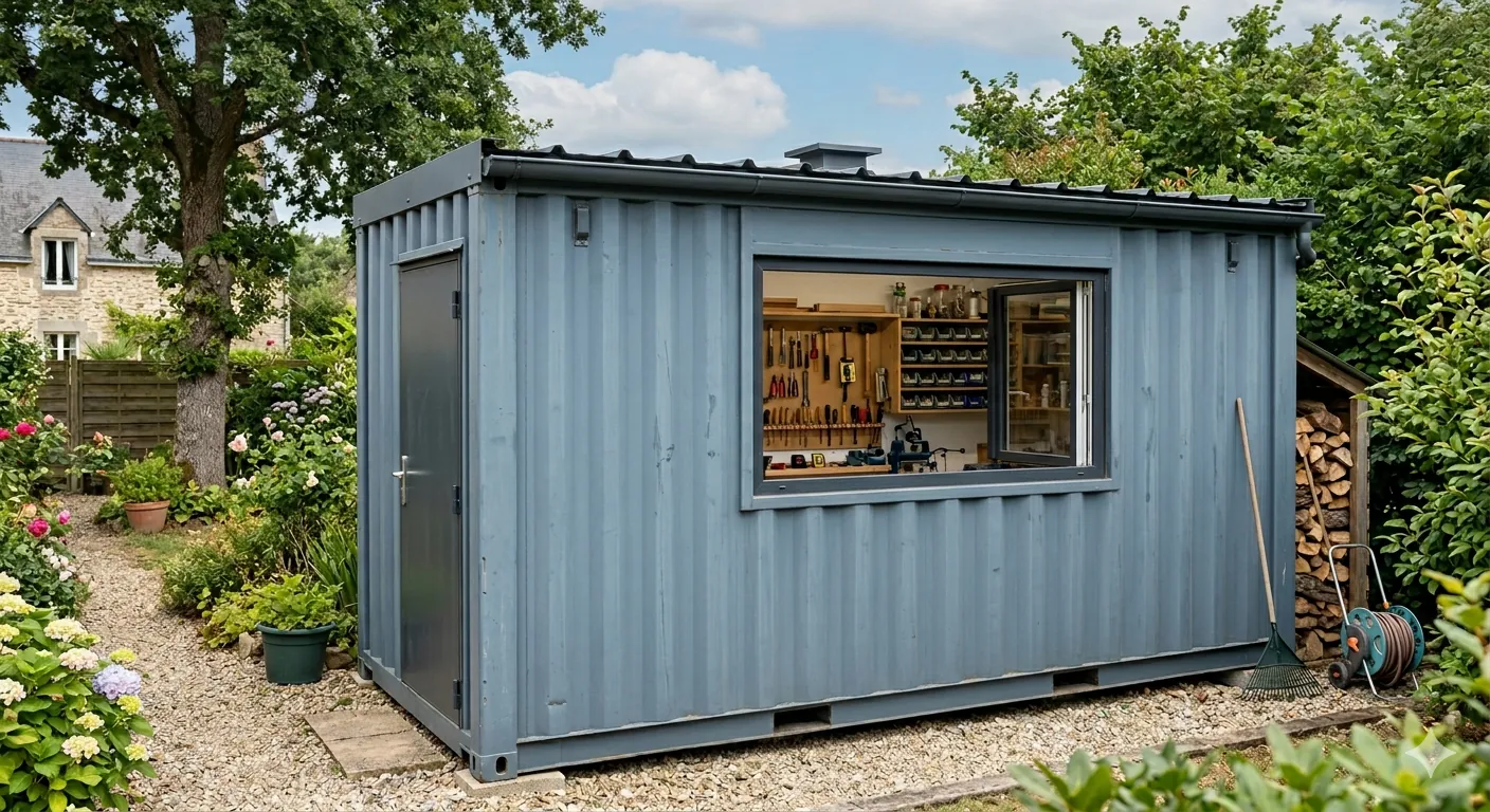 Mini atelier ultra-compact en conteneur acier peint