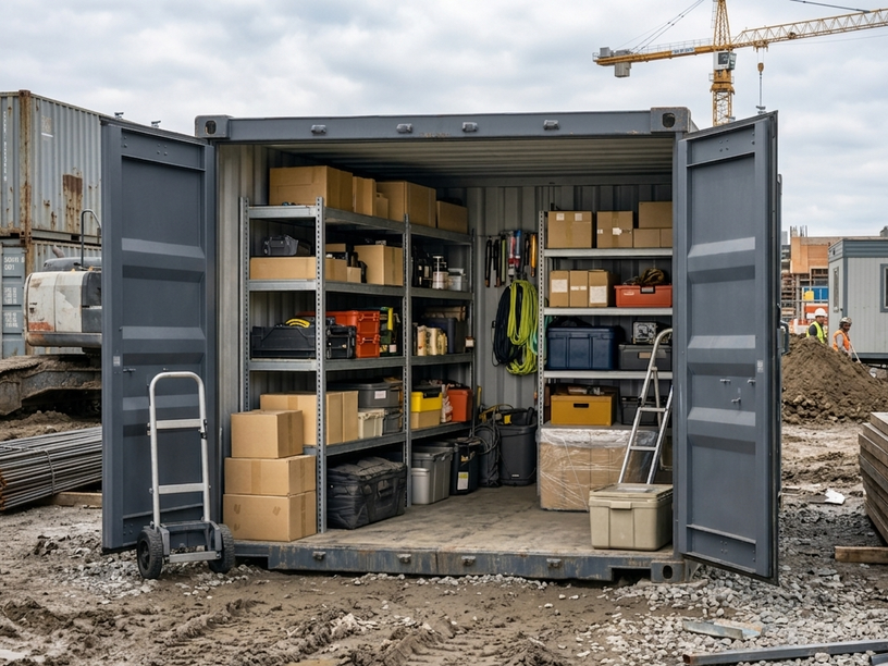 Conteneur de stockage sécurisé sur un chantier